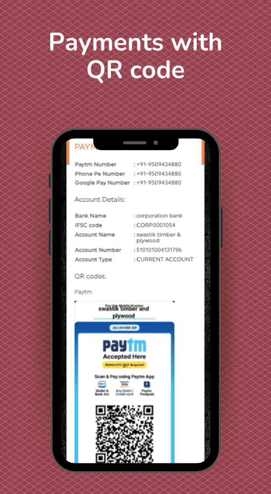 Linkconnect Digital business card feature - Company Payment Details With QR Code Provider