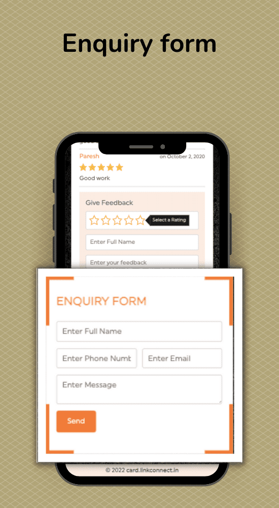 Linkconnect Digital business card feature - Enquiry Form