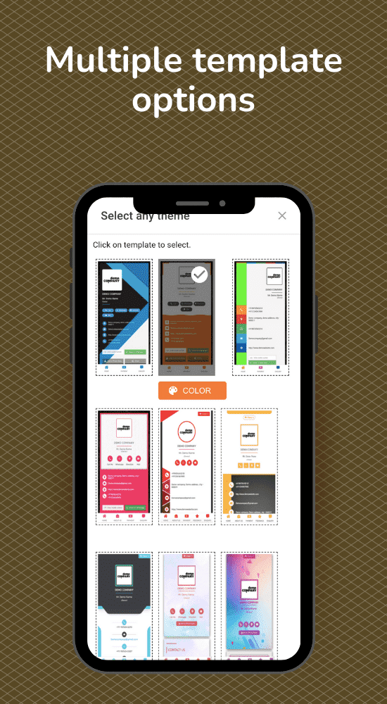 Linkconnect Digital business card feature - Multiple Template Options