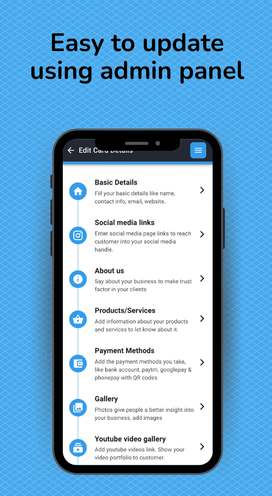 Linkconnect Digital business card feature - Easy To Update Using Admin Panel
