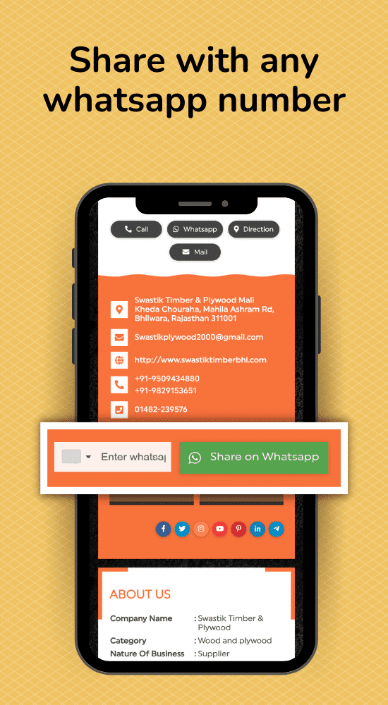 Linkconnect Digital business card feature - Share With Any Whatsapp Number