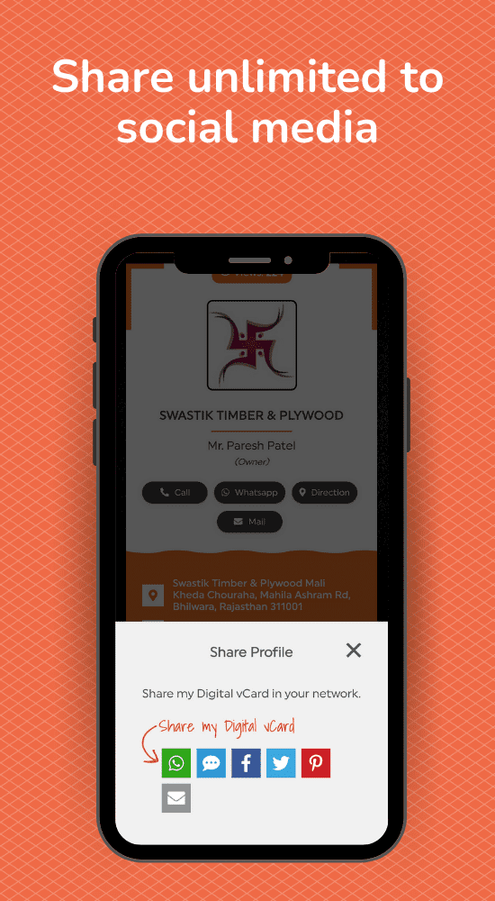 Linkconnect Digital business card feature - Share Unlimited To Social Media