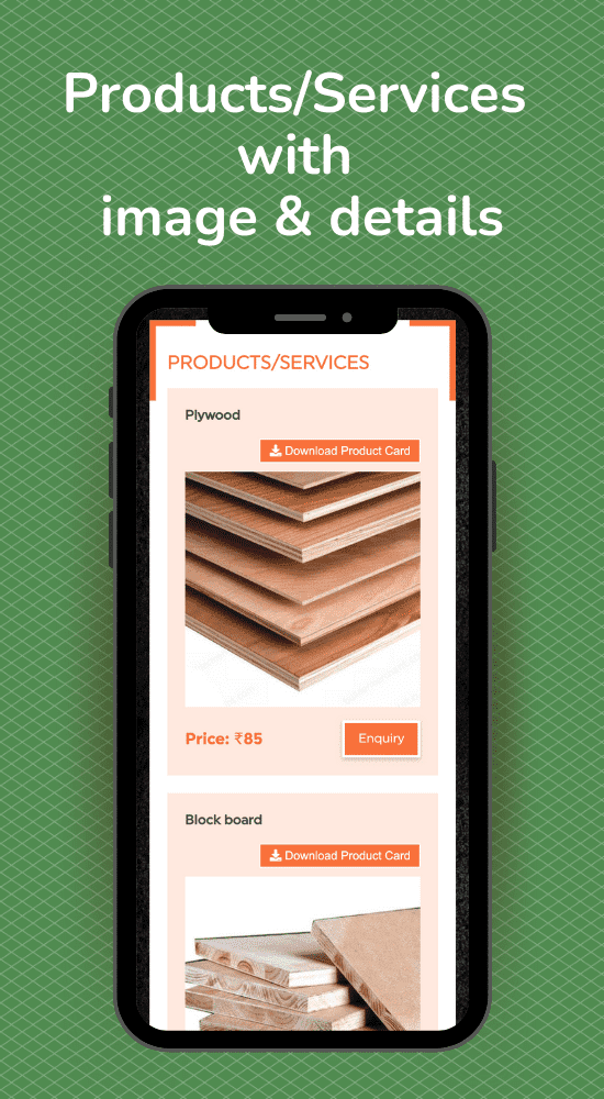 Linkconnect Digital business card feature - Product & Services With Image And Details