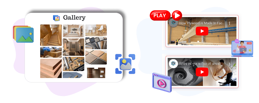 Linkconnect Digital business card feature - Image Gallery And Youtube Video Section