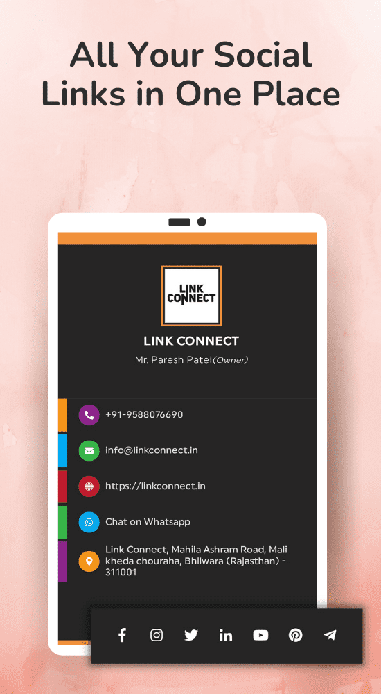 Linkconnect PDF id card feature - All Social Links in one place